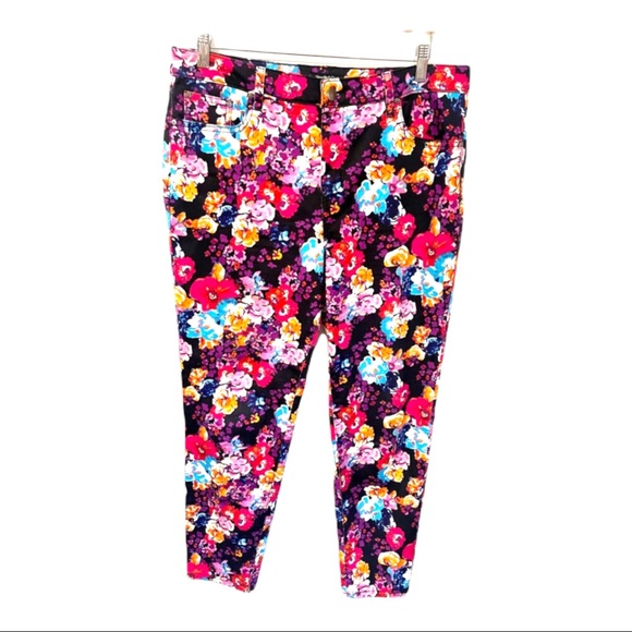 Needle and Cloth Pants & Jumpsuits Needle And Cloth Bold Multicolored Floral Print Denim